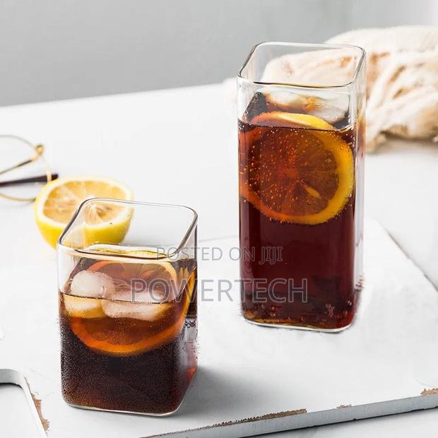 Square Glass Cup Heat-Resistant Juice Milk Tea