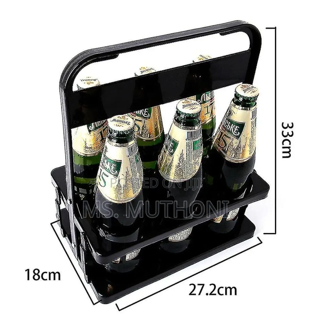 *Portable Foldable 6 Bottle Organizer Carrier Rack