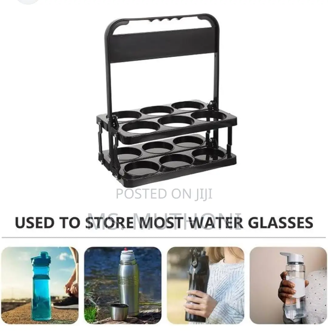 *Portable Foldable 6 Bottle Organizer Carrier Rack