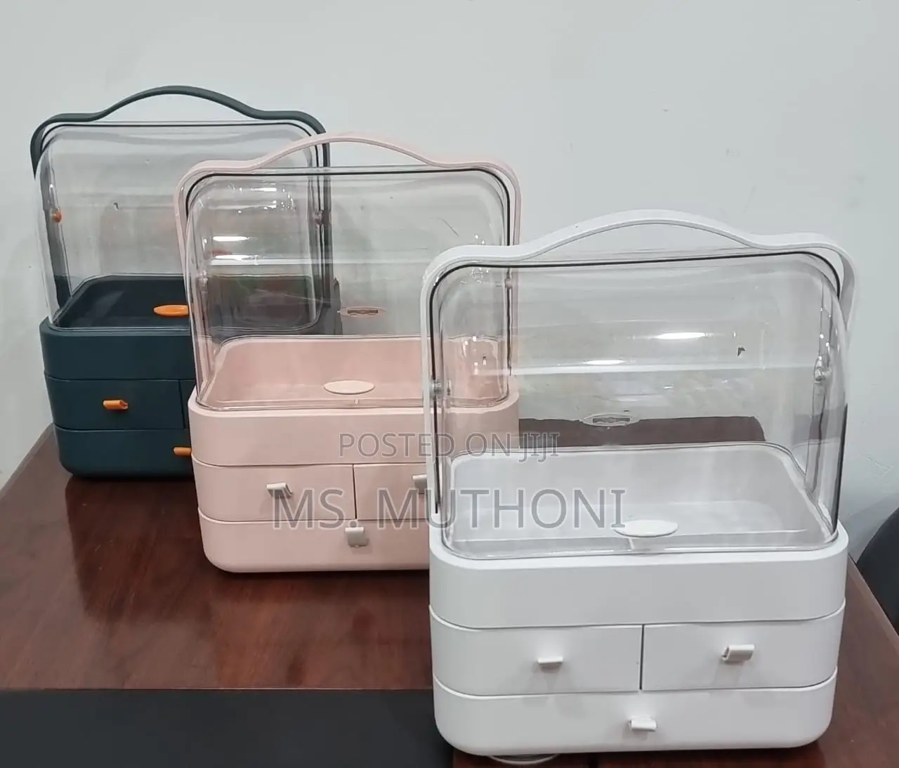 Acrylic 3 Drawers Dome Cosmetics Organizer