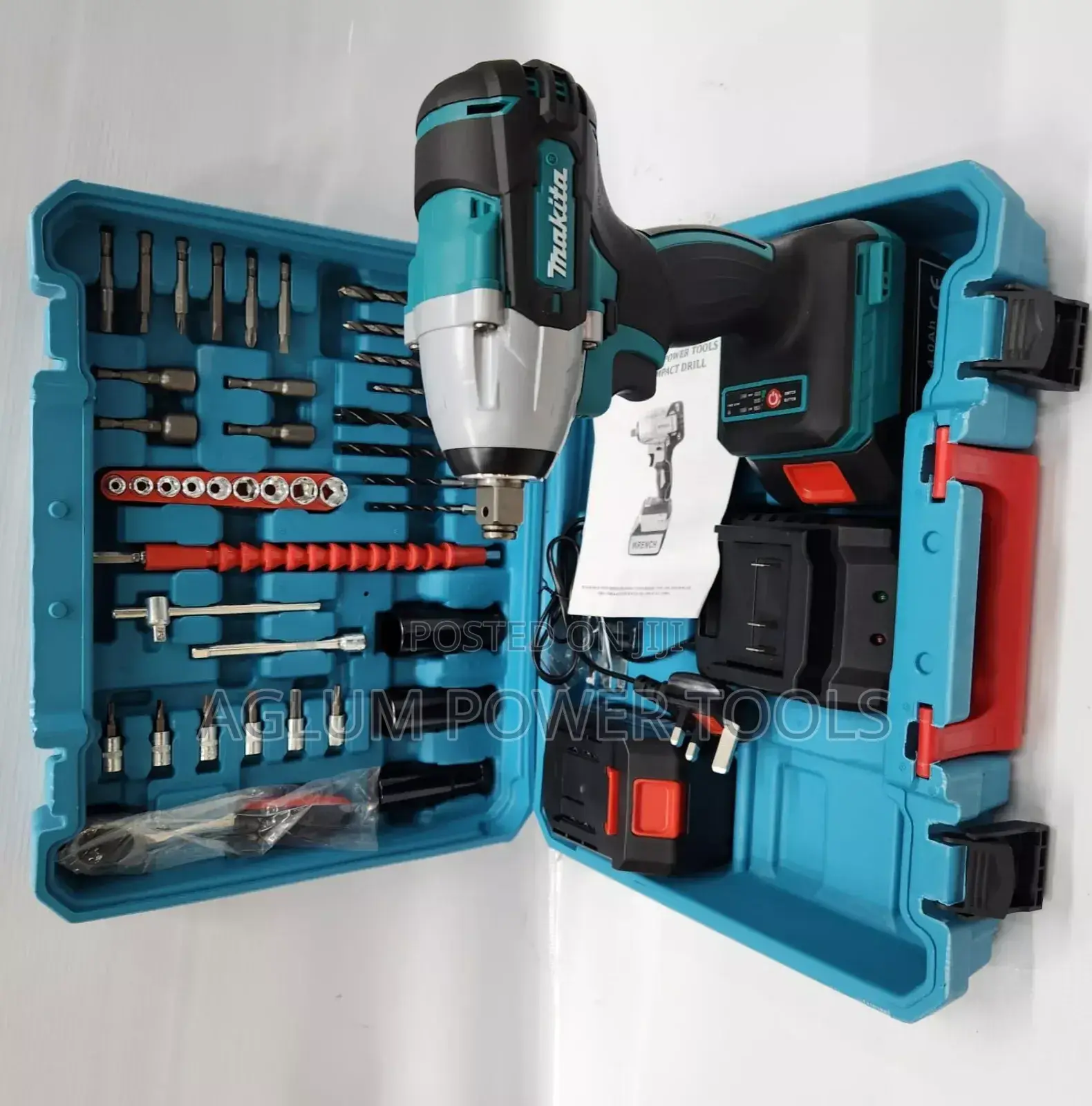 Cordless Impact Wrench Toolset With Bits