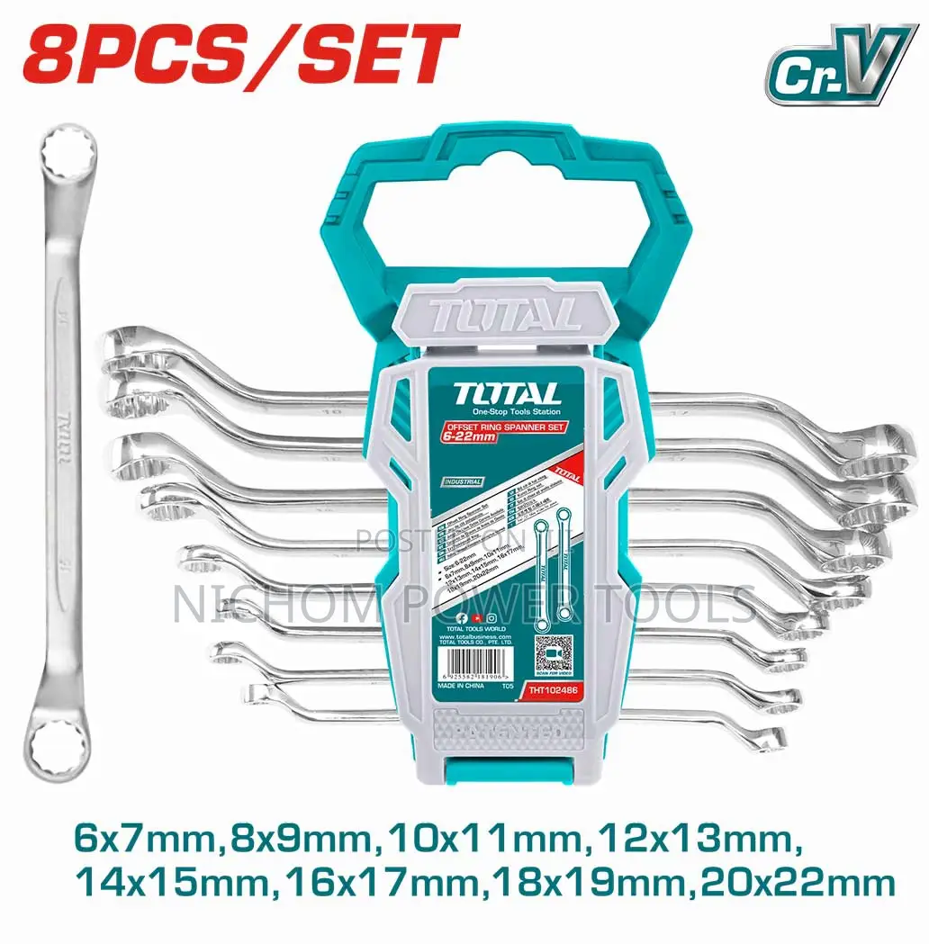 Total THT102486 8pcs Offset Ring Spanner Set Size:6-22mm