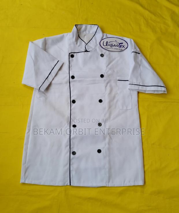 White With Black Piping Short Sleeved Chef Jacket - main view