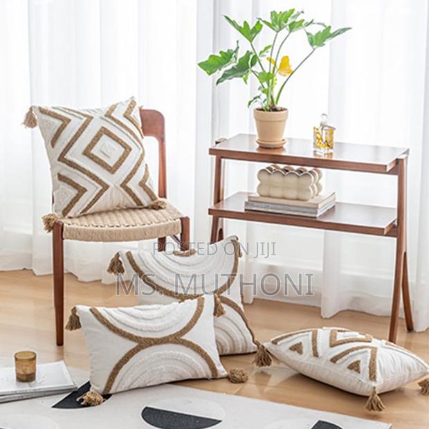 Boho Throw Pillow Covers With Tassels, - thumbnail 4