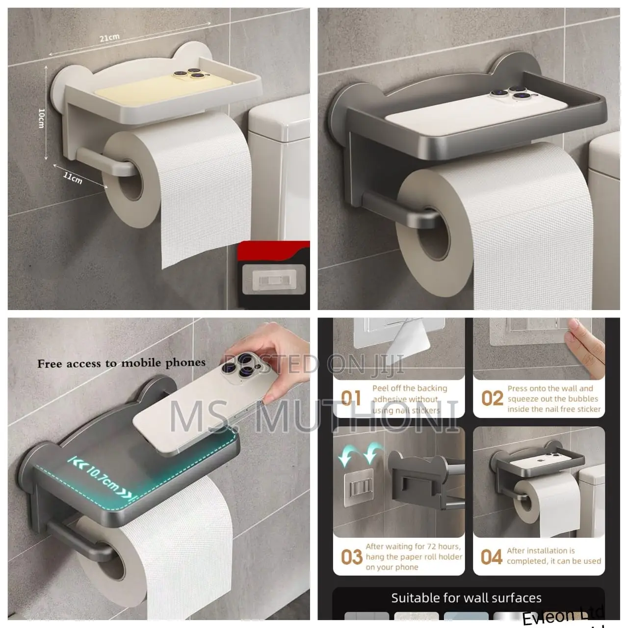 Punch Free Wall Mounted Tissue / Storage Rac