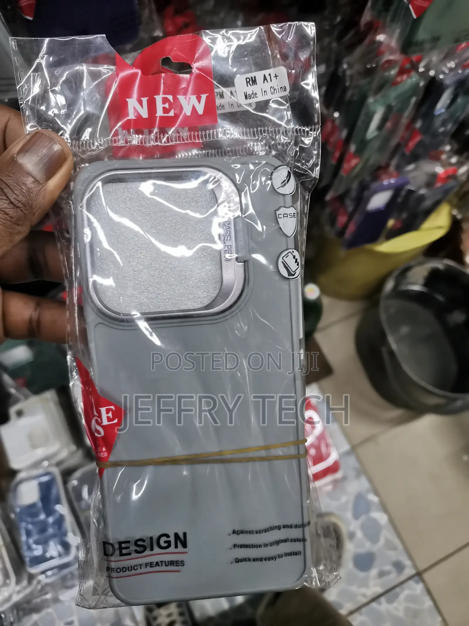 Grey Camera Stand Color TPU (Soft) Phone Case RM A1+