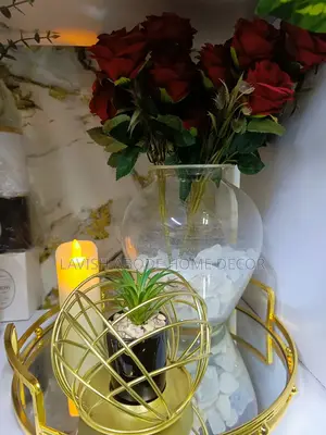 Artificial Sucullent in a Black Pot and Gold Cage