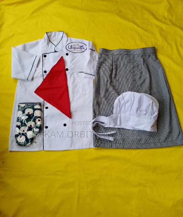 5pc Custom Chef Uniform (Jacket+Skirt+Hat+Scarf+Oven Glove) - main view