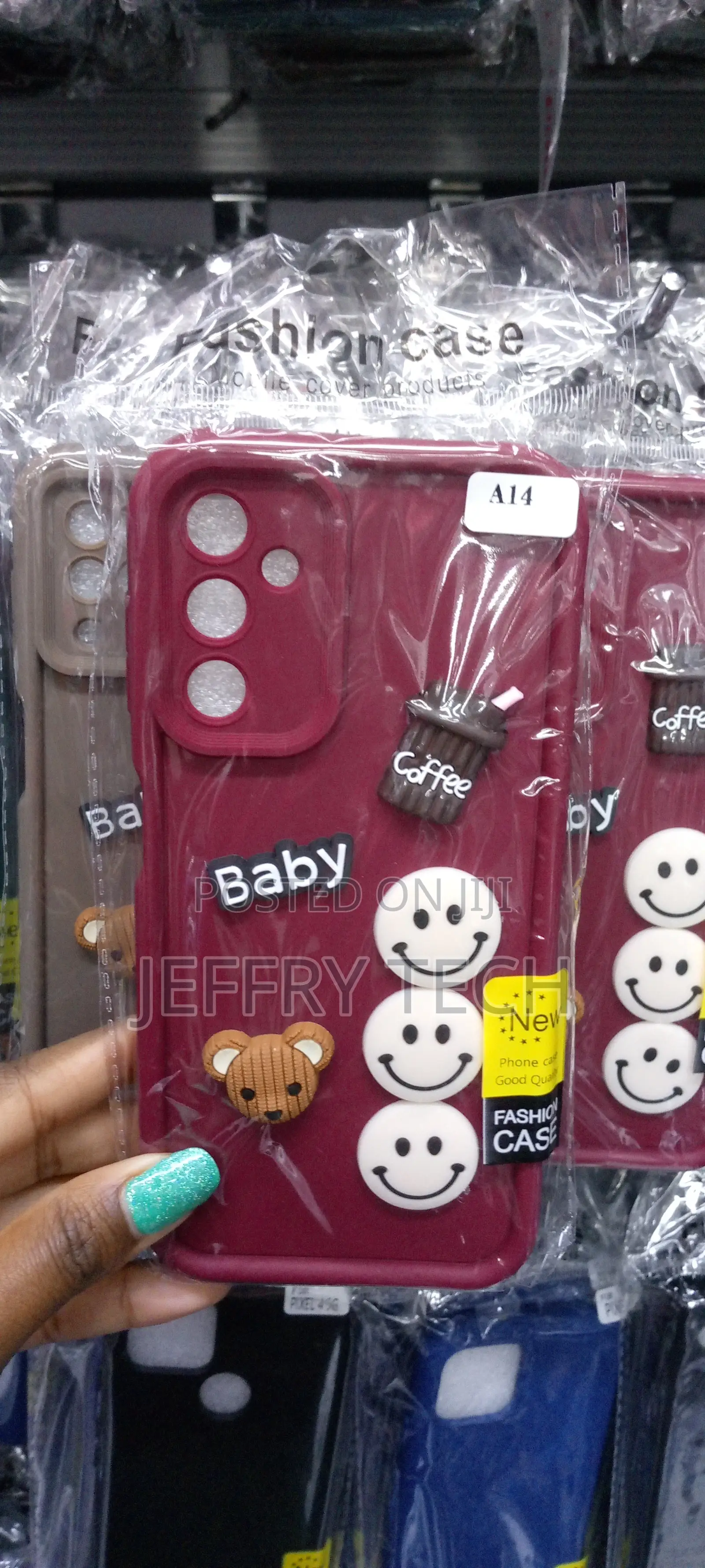 Red 3D Doll Bear Phone Case for Samsung Galaxy A14