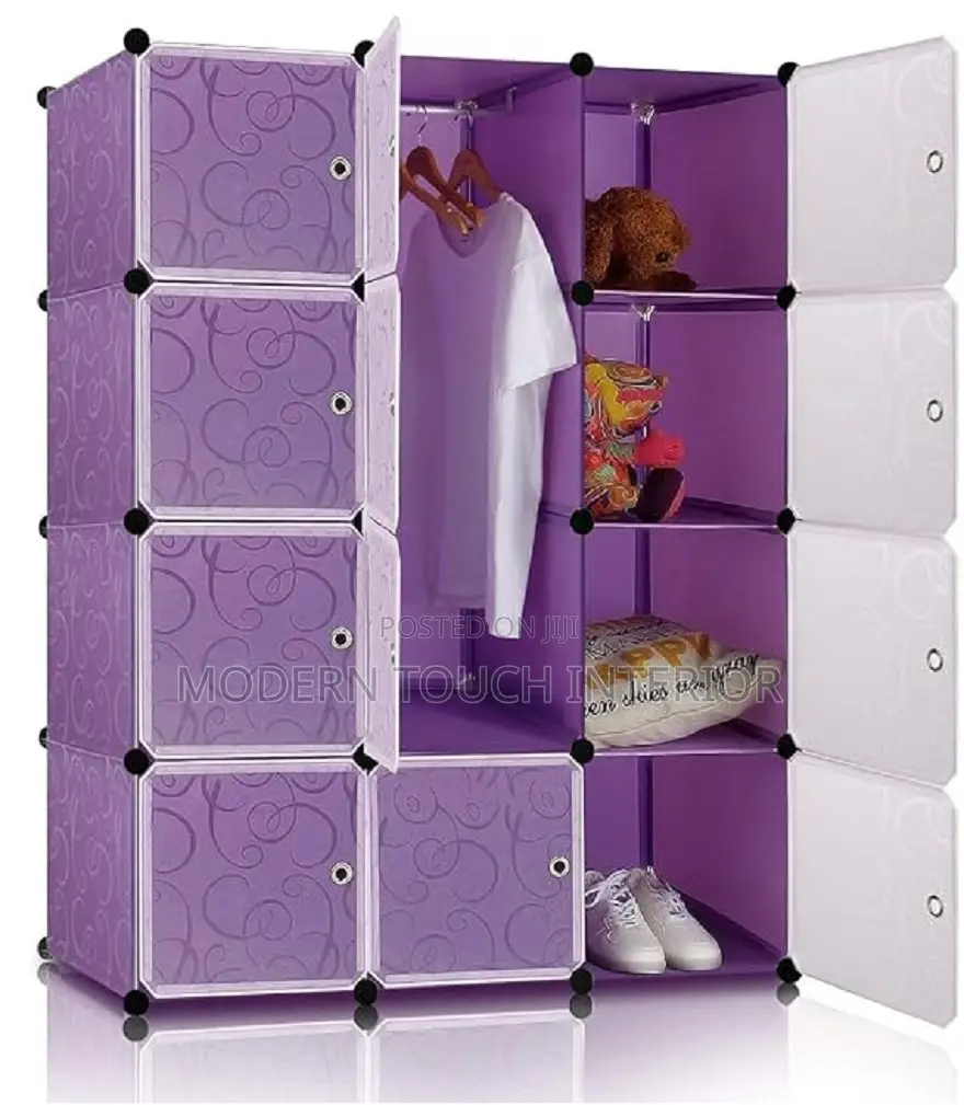 Portable Purple Plastic Wardrobe