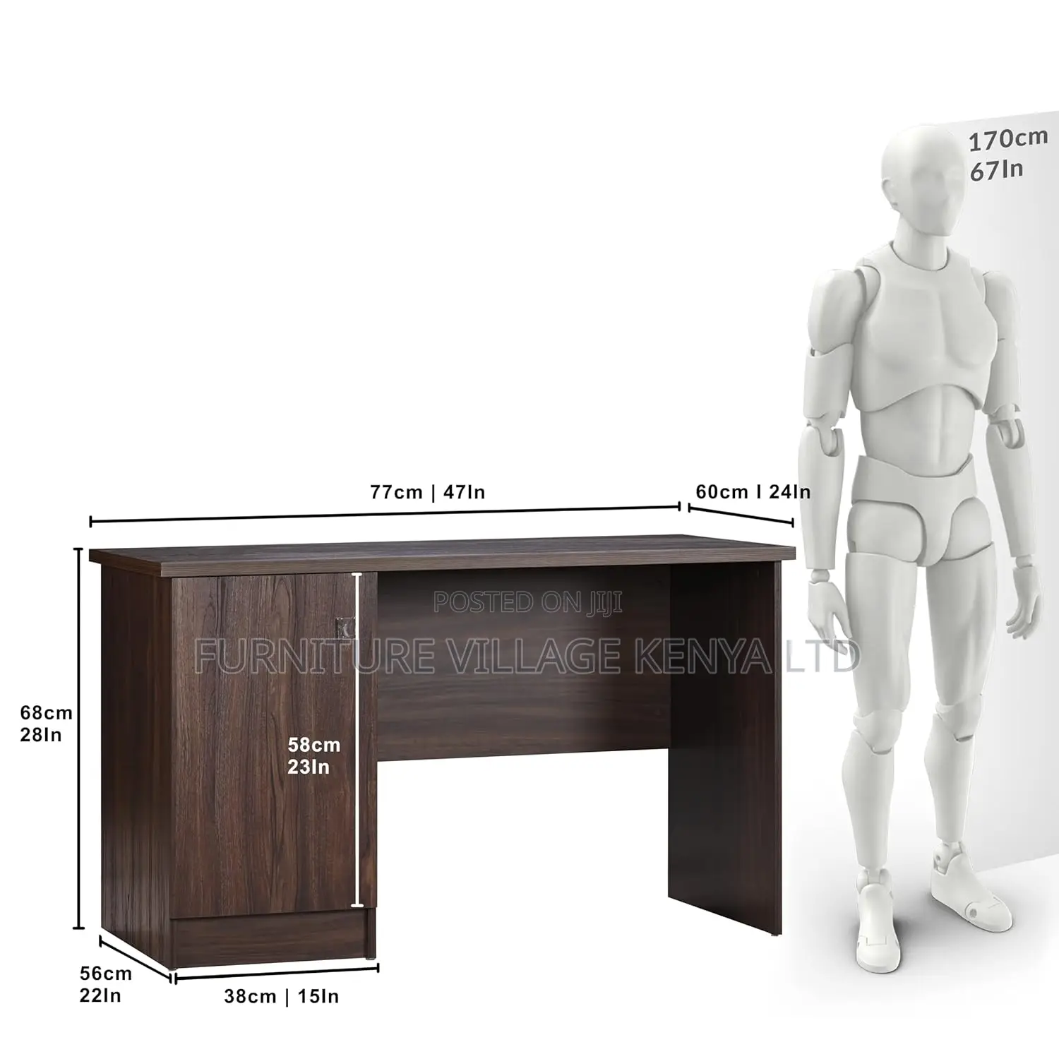Study Table and Office Desk (Dark Wenge, Matte Finish)
