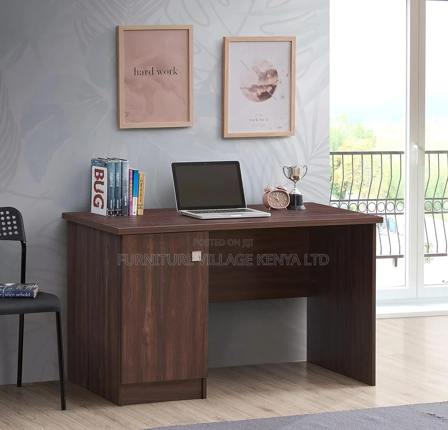 Study Table and Office Desk (Dark Wenge, Matte Finish)