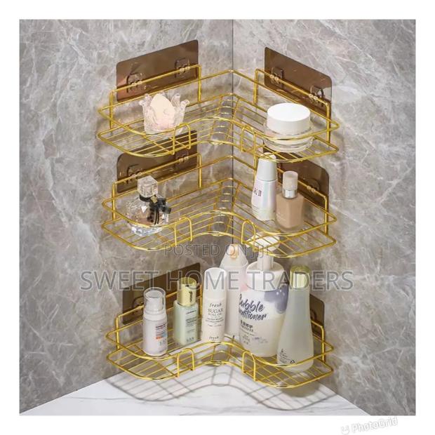 Gold Triangular Corner Shelf , Corner Shelf - main view