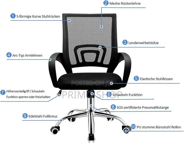 Ergonomic Office Swivel Chair, Clerical Mesh Study Seat - thumbnail 4