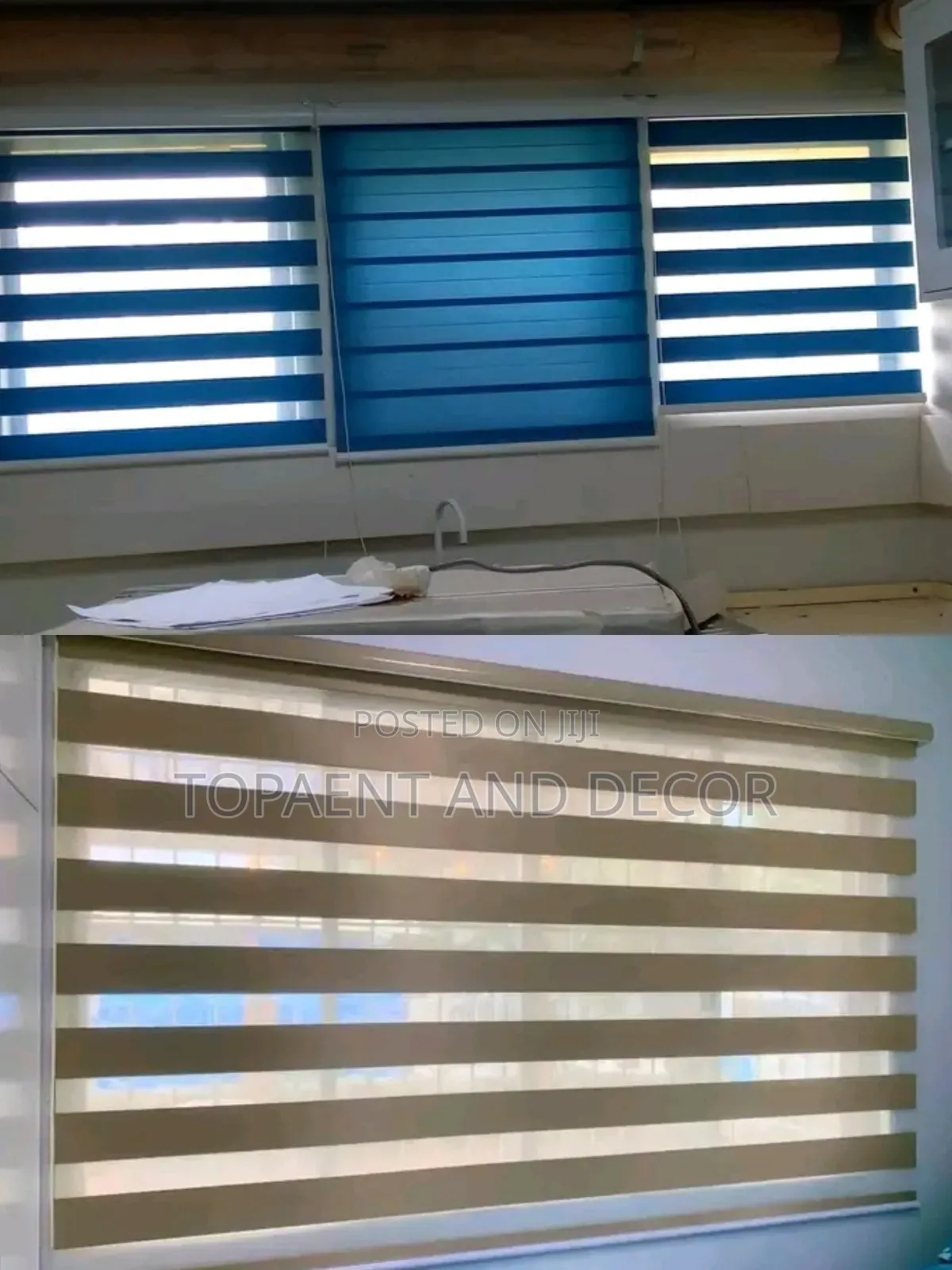 Blue and Brown Kitchen and Offices Window Blinds