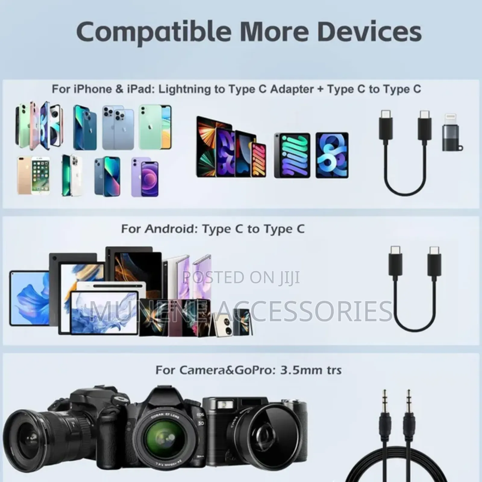 F11-2 3in1 Dual Microphone for USB C\iPhone Phone and Camera
