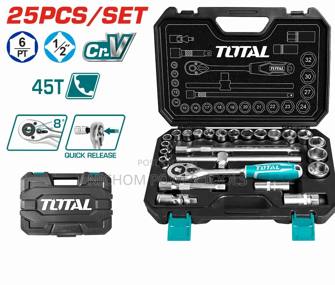 Total THT121251 25 PCS 1/2" Socket Set