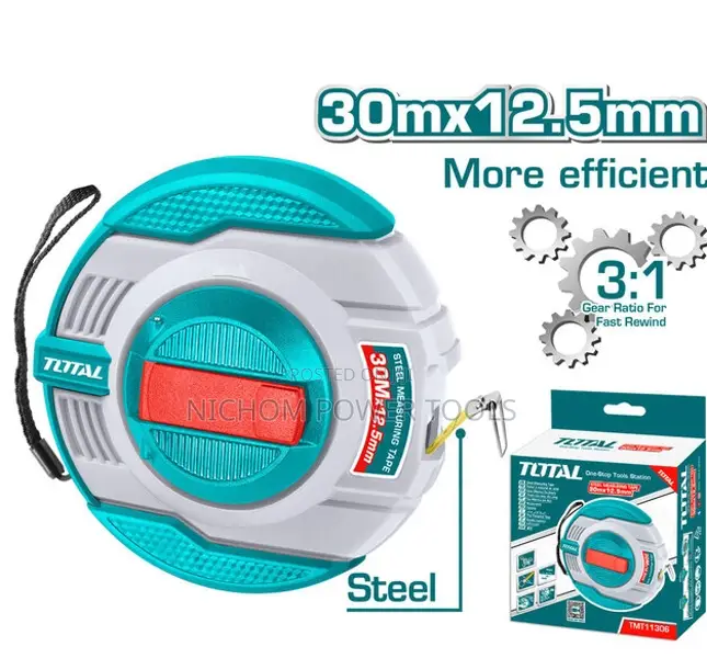 Total TMT11306 Steel Measuring Tape 30mx12.5mm