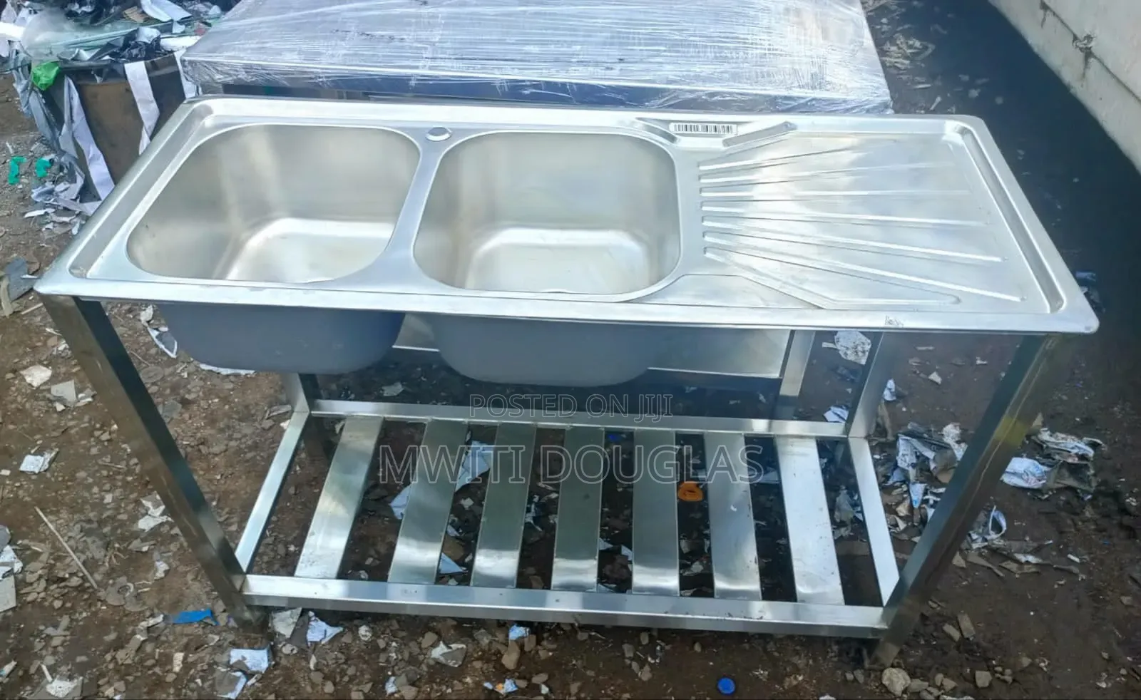 Stainless Steel Double Sink With Undershelf
