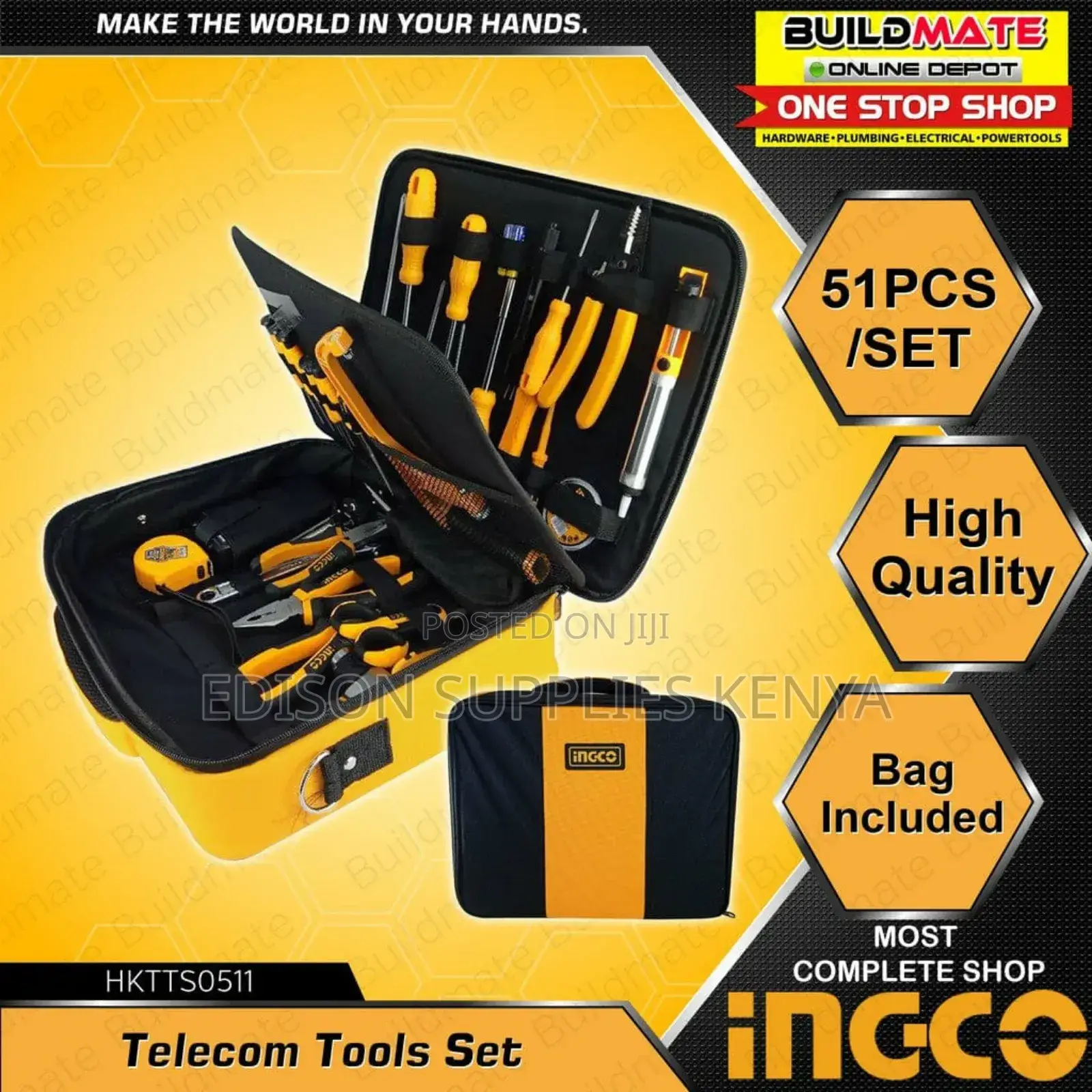 INGCO 51pcs Telecom Tools Set Networking Hand Tools Set