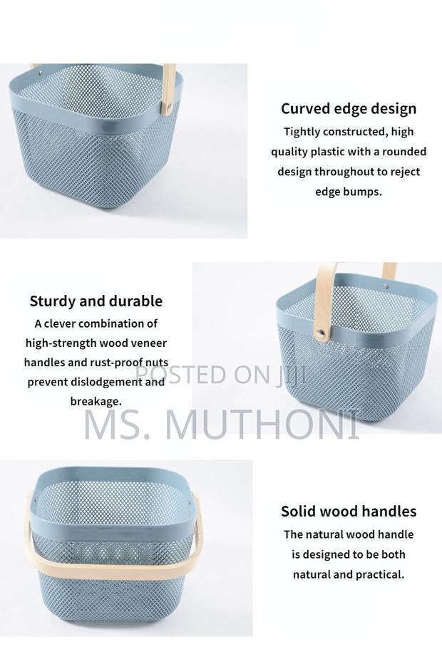 Portable Storage Basket With Mesh Wooden Handle* - thumbnail 8