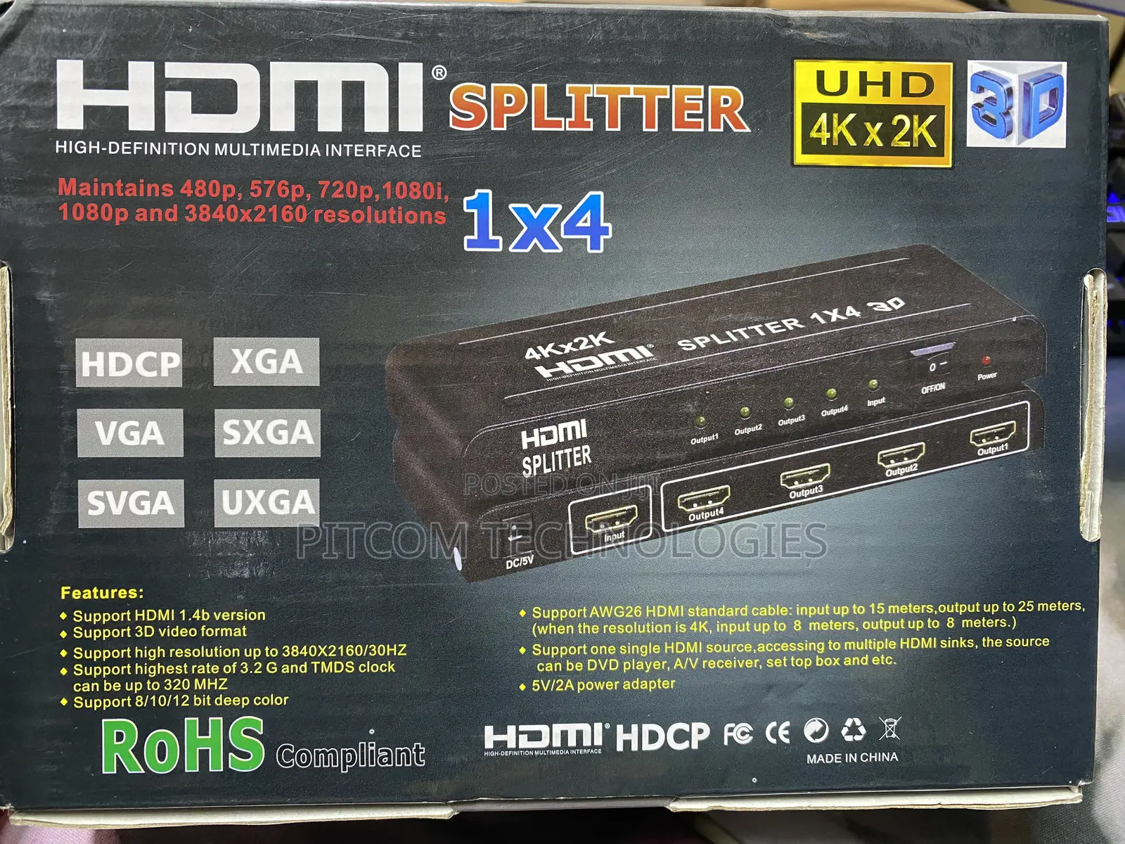 1X4 HDMI Splitter 4kx2k Display