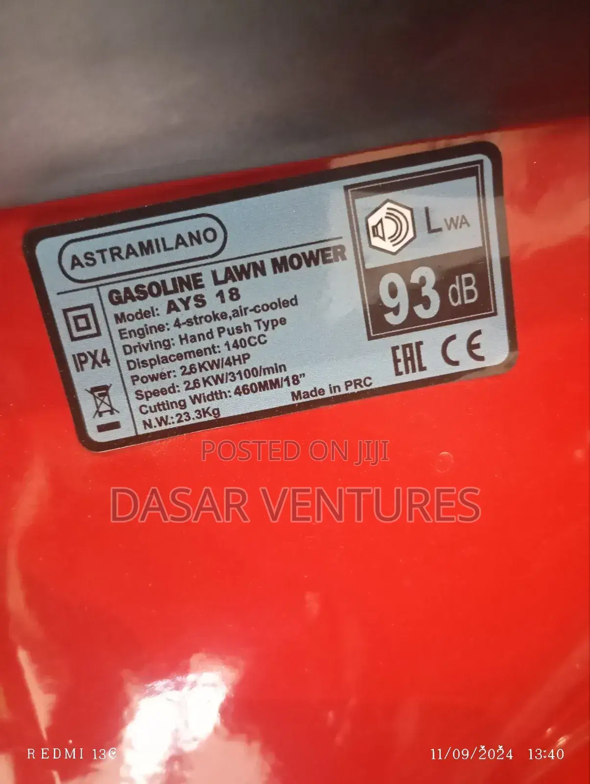 Lawn Mower Astramilano 4hp 140cc