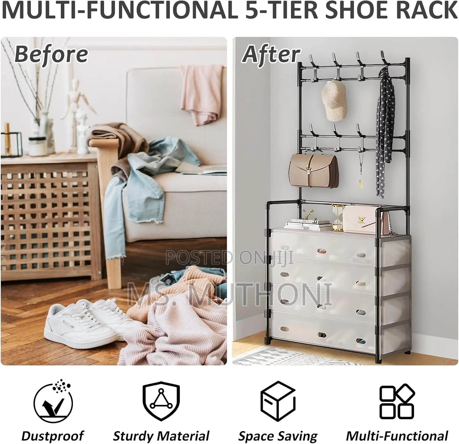Tier 8 Hook Clear Covers Dust Proof Hanger/ Rack