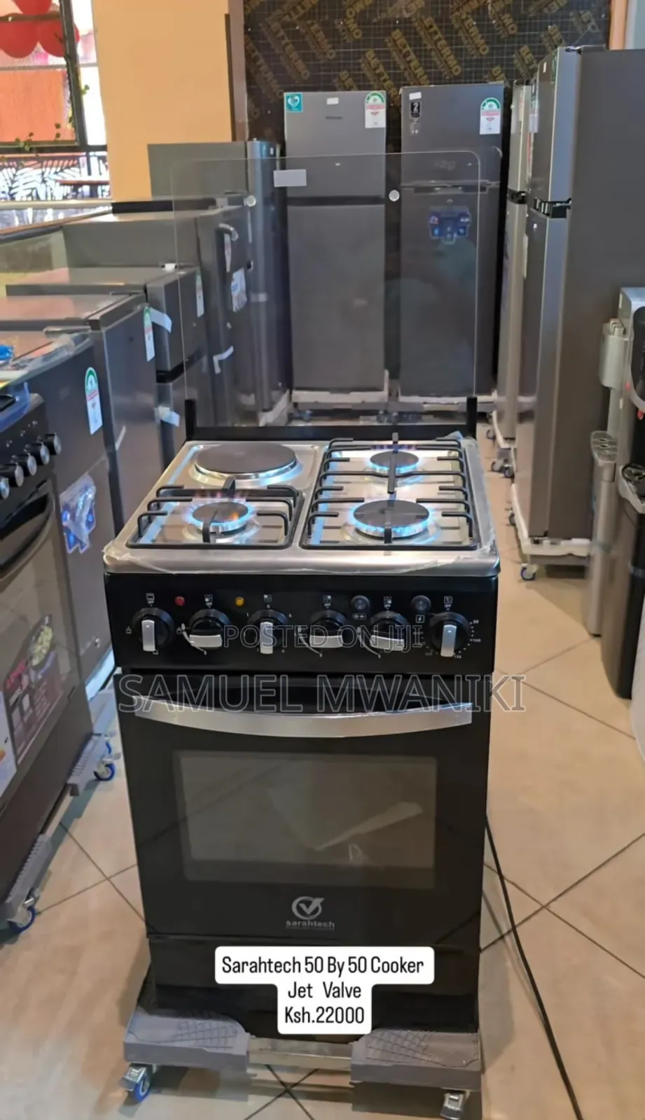 Sarahtech 3 Gas + 1 Electric Plate Standing Cooker 50 by 55