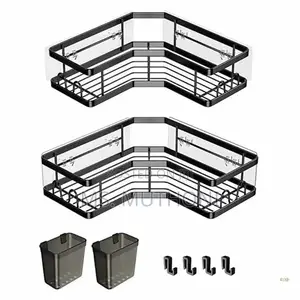 2 PCS Bathroom Shower Caddy With Toothbrush Holder