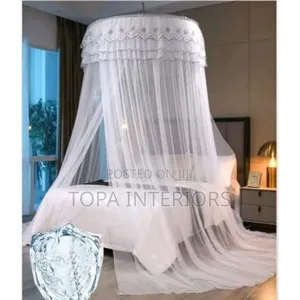 White Round Mosquito Nets With a Canopy Top Bed Nets