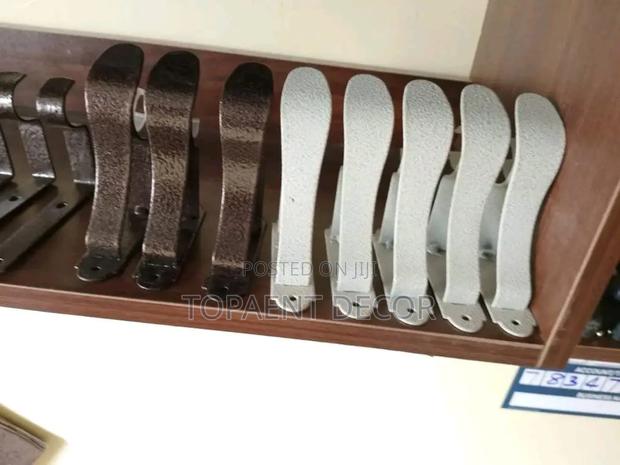 White and Brown Single Curtain Rod Brackets - main view