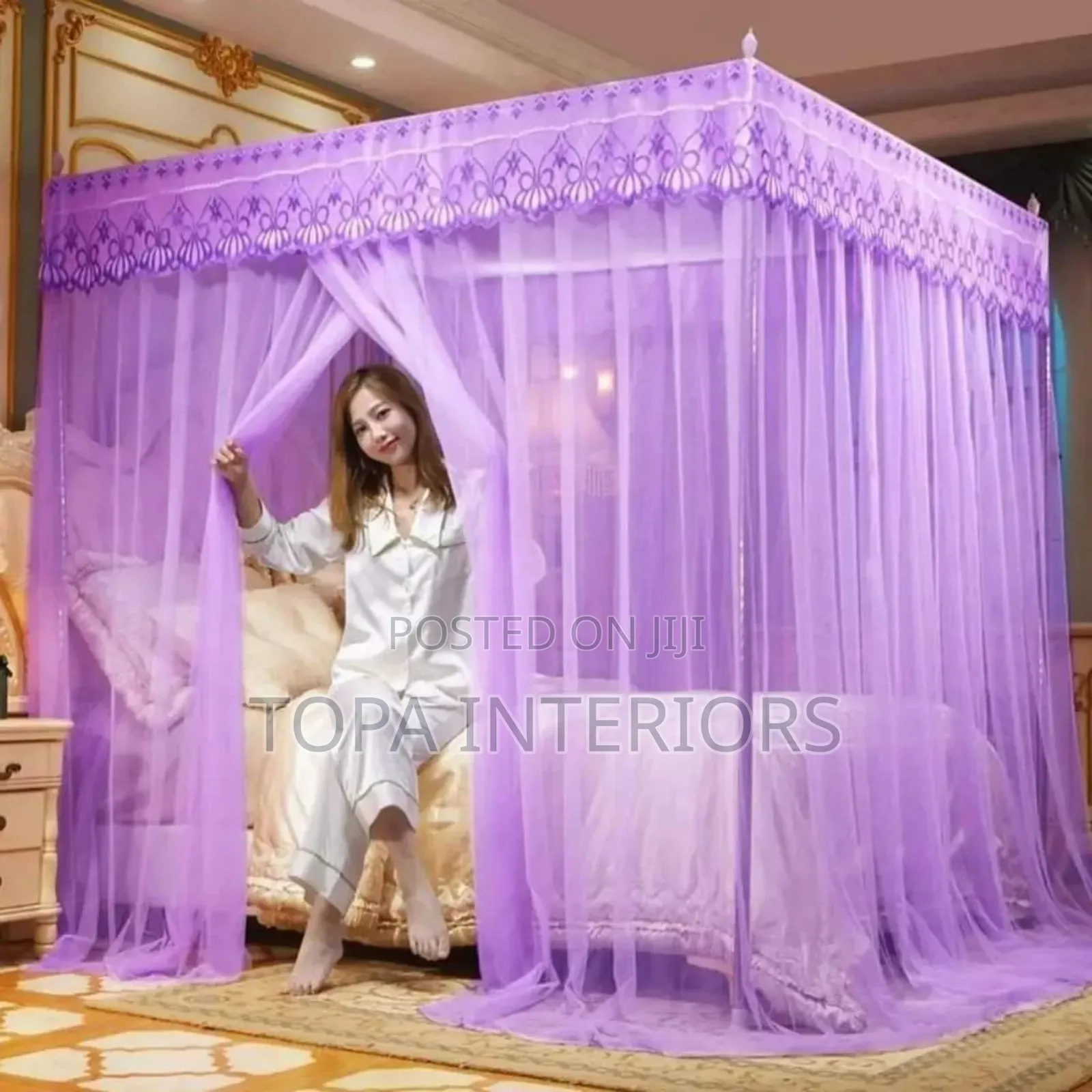 Purple Mesh Mosquito Nets Four Stand Mosquito Nets