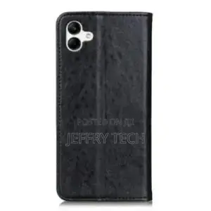 Leather Flip Case for Samsung A04s- Black