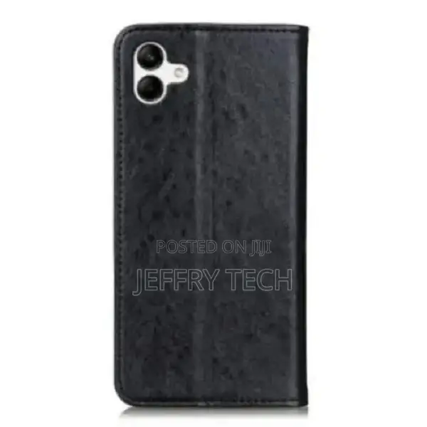 Leather Flip Case for Samsung A04s- Black