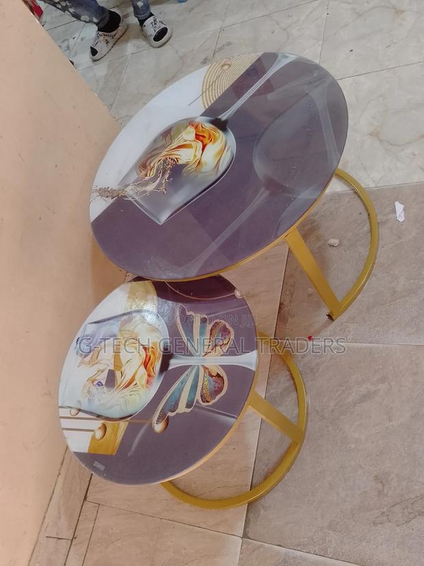 Marble Table!Round Nesting Twin Table With Marble Effect - main view