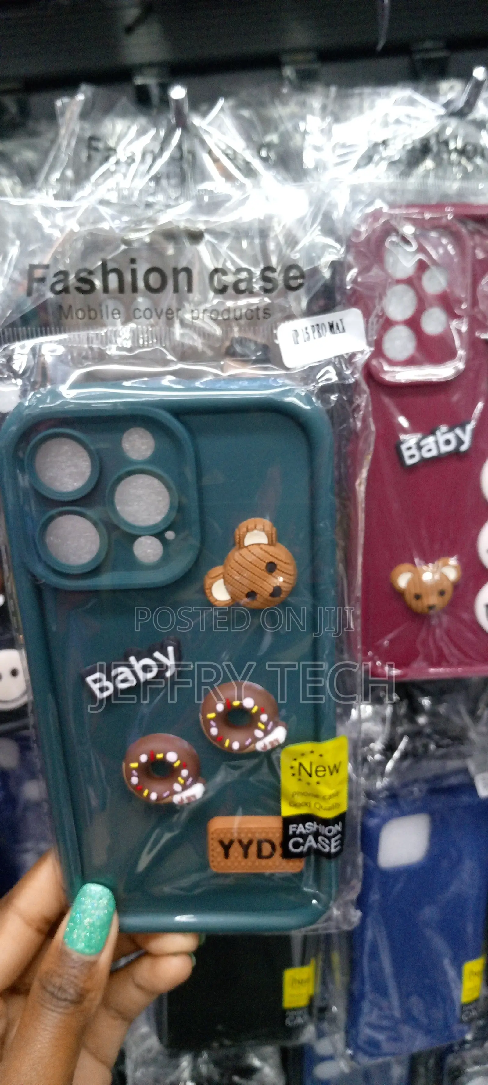 Green Cartoon Cute Coffee3dlittle Bear for iPhone15pro Max