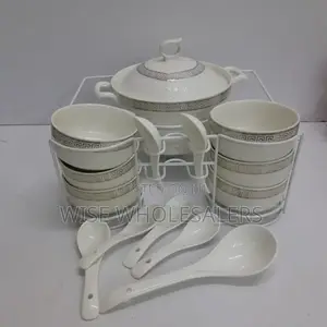 15pcs Soup Ceremic Set White 