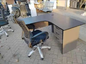 Curved Office Table + Headrest Chairs