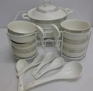 15pcs Soup Ceremic Set White ^ 