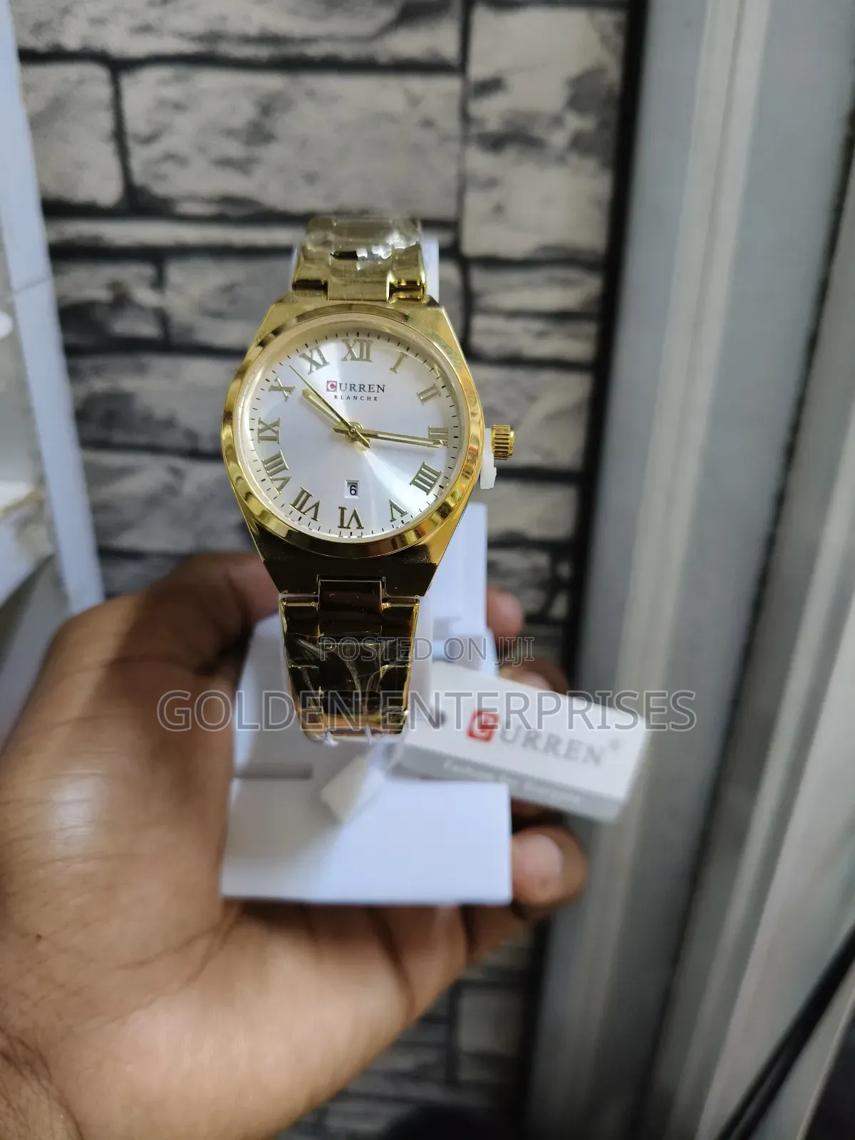 Gold White Curren Ladies Stainless Steel Strap