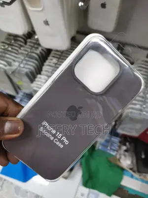 Grey iPhone 15 Pro Max Silicone Case – Black