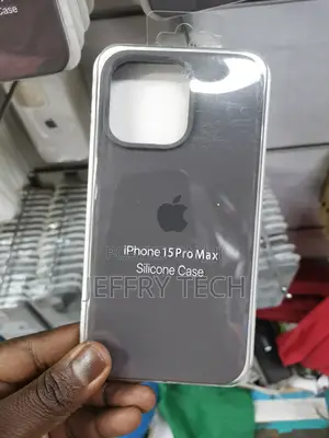 Grey iPhone 15 Pro Max Silicone Case – Black