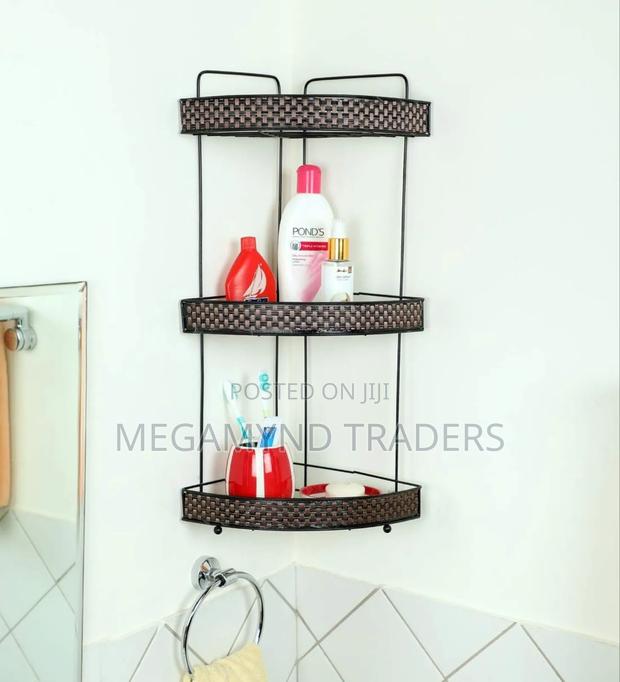 Metallic Corner Shelf/3 Layer Bathroom Organizer - thumbnail 2