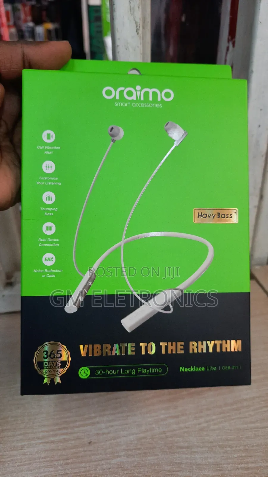 Oraimo Necklace Lite Call Vibration Wireless Earphone(White)