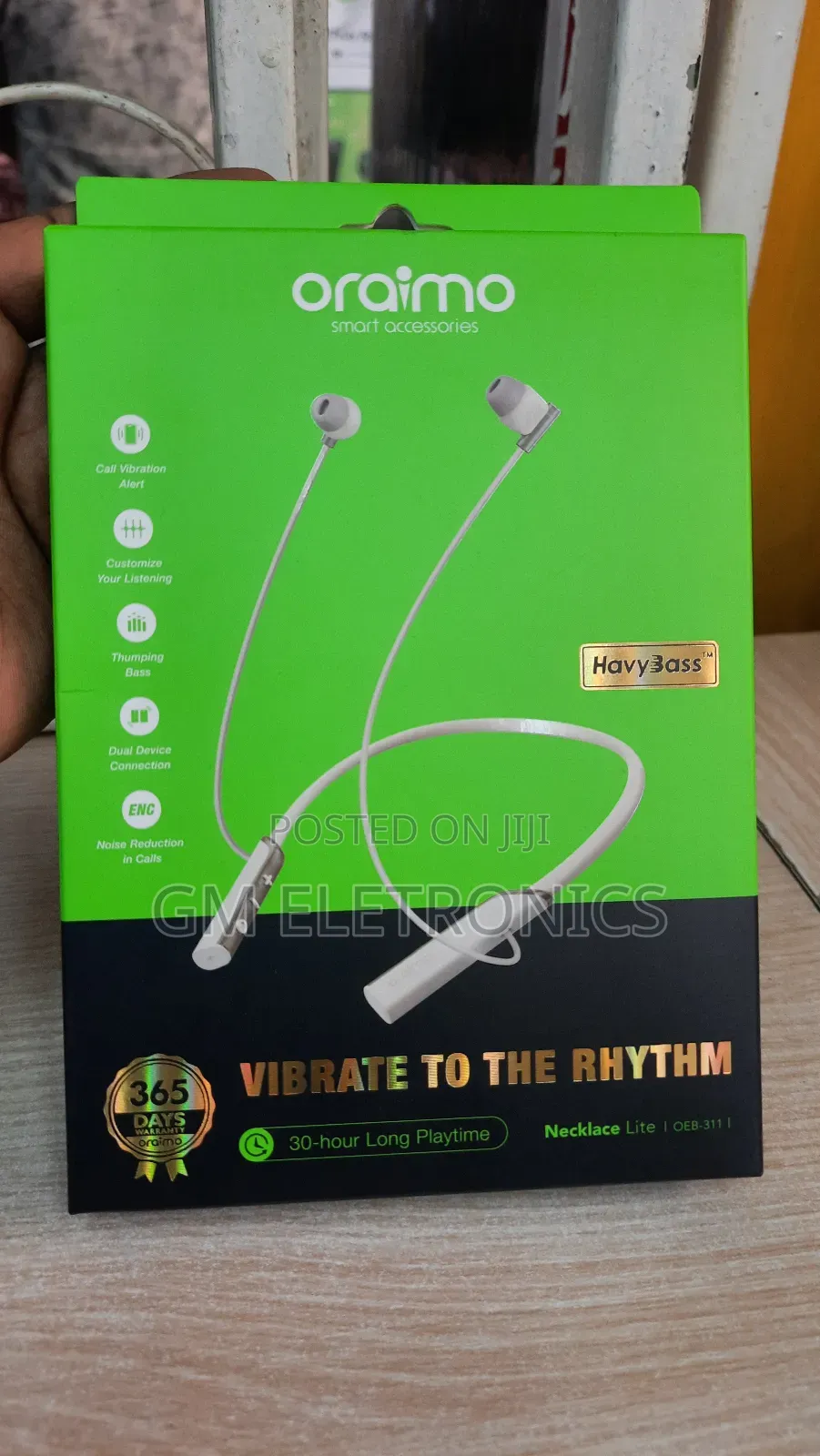 Oraimo Necklace Lite Call Vibration Wireless Earphone(White)