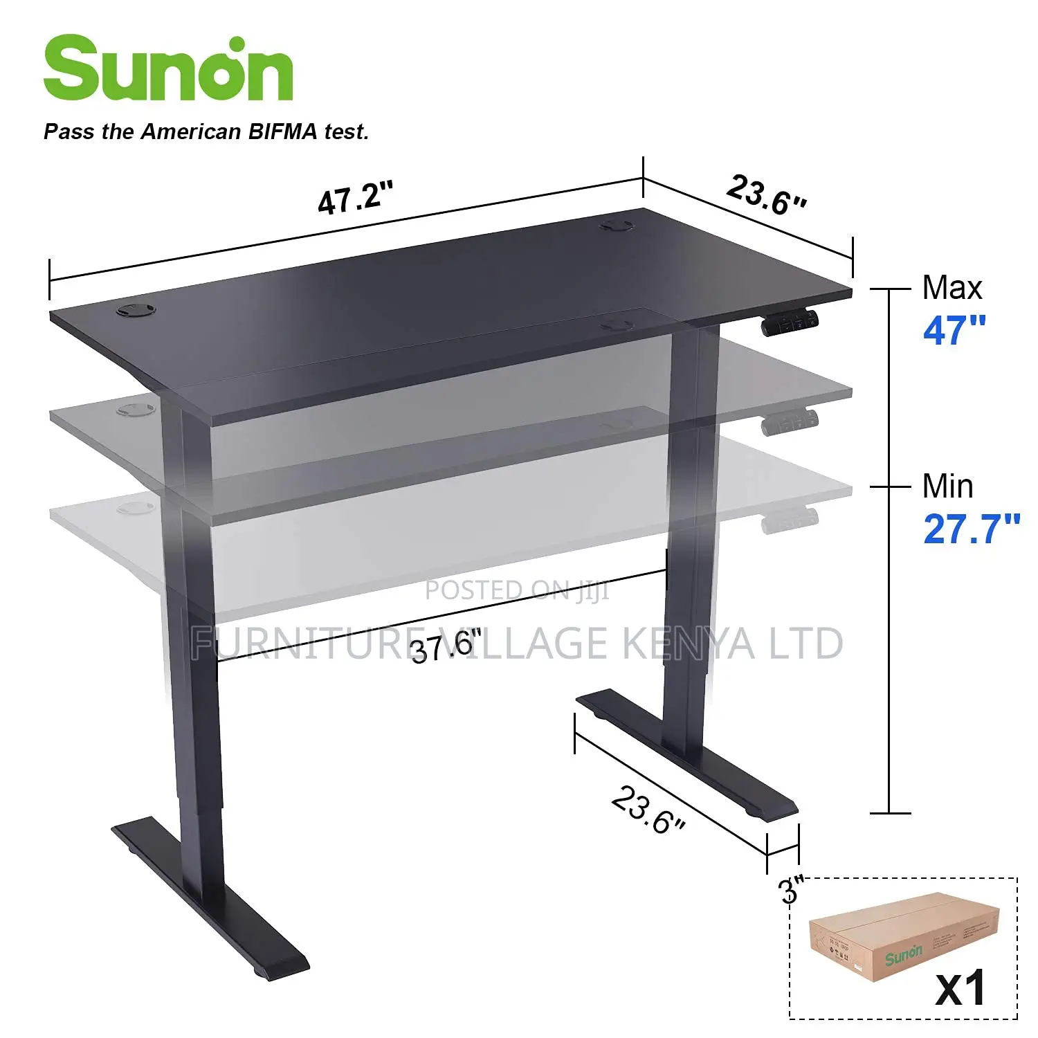 Height Adjustable 48 X 24 Inches Electric Lift Standing Desk
