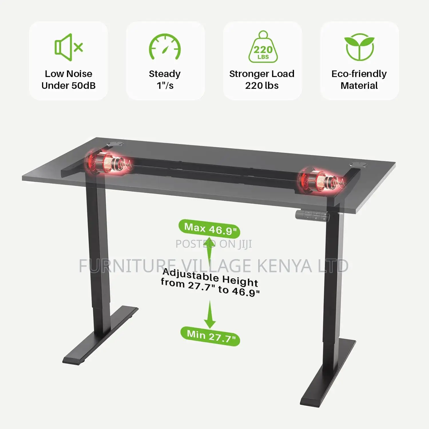 Height Adjustable 48 X 24 Inches Electric Lift Standing Desk