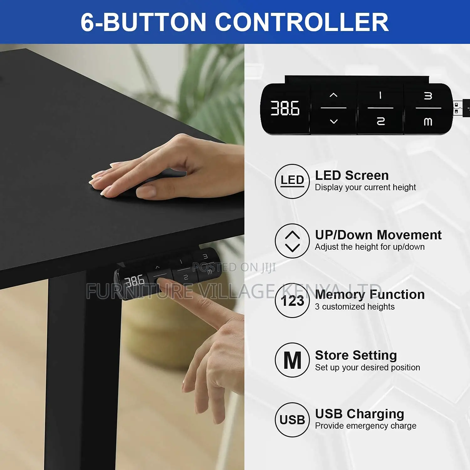 Height Adjustable 48 X 24 Inches Electric Lift Standing Desk
