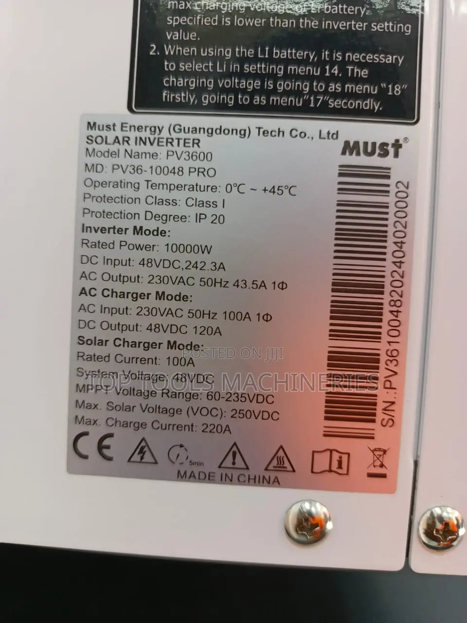 Original Must 10kva 48v Smart Hybrid Inverter Low Frequency